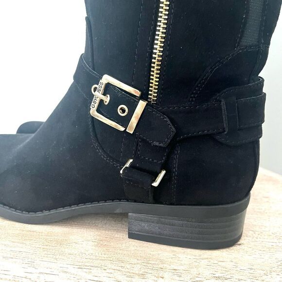 G by Guess Harson 5 Wide Calf Faux Suede Black Knee High Zip Up Boots Black 7.5 - Picture 3 of 13